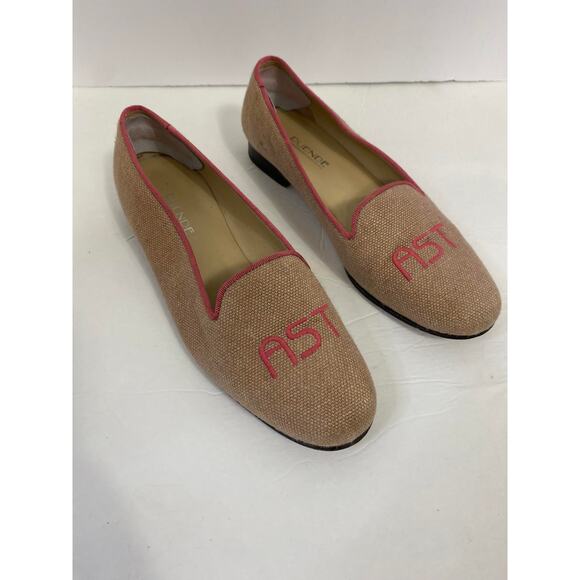 Duende Women Canvas Leather Flats AST Shoes Round Toe Slip on Red Tan SZ 7.5 - Picture 2 of 6
